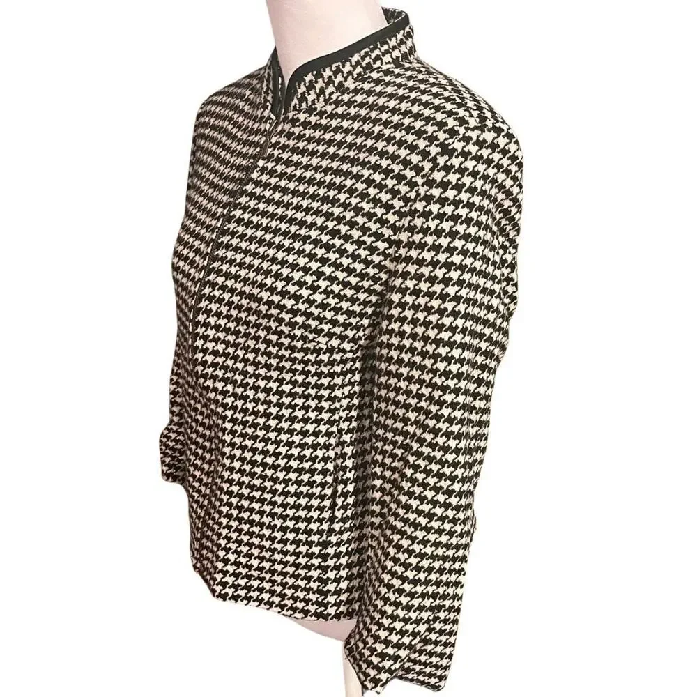 Apostrophe Houndstooth Wool Blend Blazer Jacket 12 Petite
